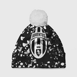 Шапка c помпоном Ювентус белые краски текстура