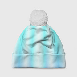 Шапка с помпоном Neon white blue lines, цвет: 3D-белый