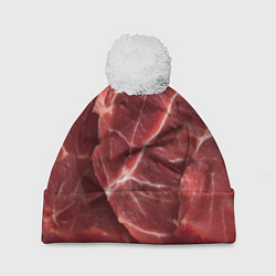 Шапка с помпоном Текстура мяса, цвет: 3D-белый