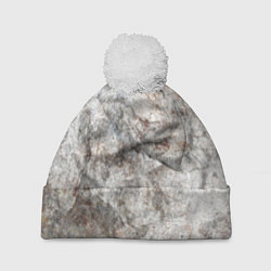 Шапка с помпоном Абстракция - gray limestone, цвет: 3D-белый