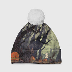 Шапка с помпоном Призрачный лес, цвет: 3D-белый