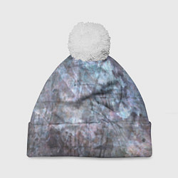 Шапка с помпоном Абстракция - gray-blue hurricane, цвет: 3D-белый