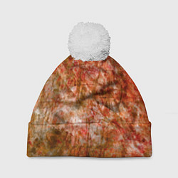 Шапка с помпоном Абстракция - bright red, цвет: 3D-белый