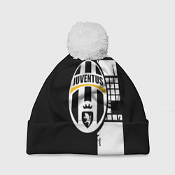 Шапка с помпоном Ювентус геометрия белая, цвет: 3D-белый