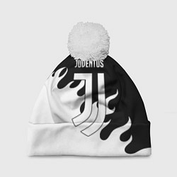Шапка с помпоном Ювентус огонь текстура, цвет: 3D-белый