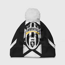 Шапка с помпоном Ювентус геометрия полосы линии, цвет: 3D-белый
