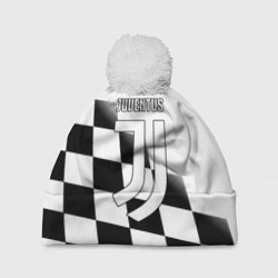 Шапка с помпоном Ювентус клетка краски, цвет: 3D-белый