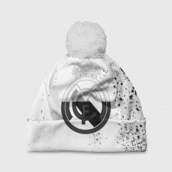 Шапка c помпоном Реал Мадрид черно белые краски