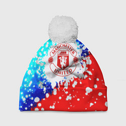 Шапка с помпоном Манчестер Юнайтед неон, цвет: 3D-белый