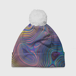 Шапка с помпоном Абстрактная рябь, цвет: 3D-белый