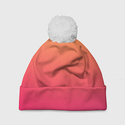 Шапка с помпоном Color orange pink, цвет: 3D-белый