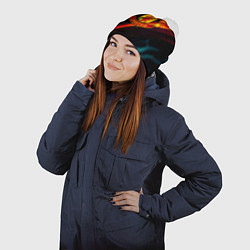 Шапка с помпоном Манчестер Юнайтед абстракция, цвет: 3D-белый — фото 2