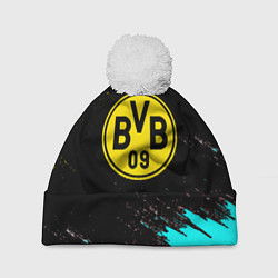 Шапка с помпоном Borussia краски штрихи, цвет: 3D-белый