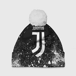 Шапка с помпоном Ювентус всплеск белых красок, цвет: 3D-белый