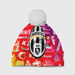 Шапка с помпоном Фортнайт ювентус градиент, цвет: 3D-белый