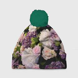 Шапка с помпоном Весенние цветы, цвет: 3D-зеленый