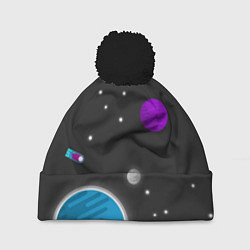 Шапка с помпоном Космос, цвет: 3D-черный