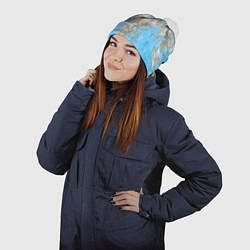 Шапка с помпоном Карта мира - политическая, цвет: 3D-белый — фото 2