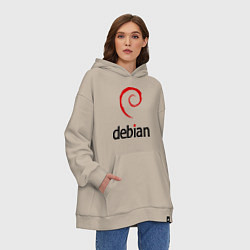 Толстовка-худи оверсайз Debian, цвет: миндальный — фото 2