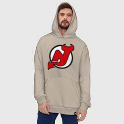 Толстовка-худи оверсайз New Jersey Devils, цвет: миндальный — фото 2