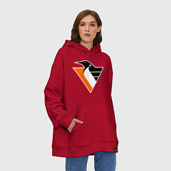 Толстовка-худи оверсайз Pittsburgh Penguins, цвет: красный — фото 2