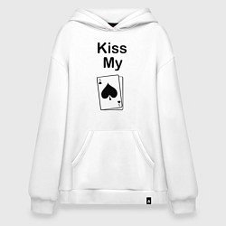 Толстовка-худи оверсайз Kiss my card, цвет: белый