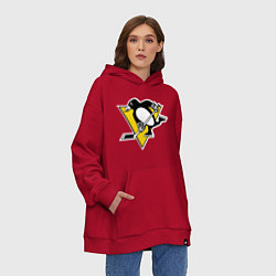 Толстовка-худи оверсайз Pittsburgh Penguins, цвет: красный — фото 2