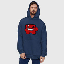 Толстовка-худи оверсайз Super Meat Boy, цвет: тёмно-синий — фото 2