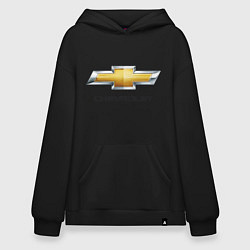 Толстовка-худи оверсайз Chevrolet логотип, цвет: черный