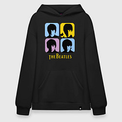 Толстовка-худи оверсайз The Beatles: pop-art, цвет: черный