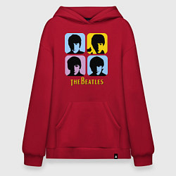Толстовка-худи оверсайз The Beatles: pop-art, цвет: красный
