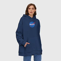 Толстовка-худи оверсайз NASA: Masa, цвет: тёмно-синий — фото 2