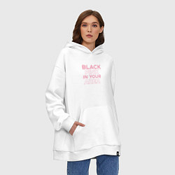 Толстовка-худи оверсайз Black Pink in youe area, цвет: белый — фото 2