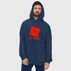 Толстовка-худи оверсайз Roblox Logo, цвет: тёмно-синий — фото 2