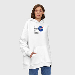 Толстовка-худи оверсайз Nasa i need my space, цвет: белый — фото 2