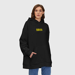 Толстовка-худи оверсайз Nirvana Нирвана Логотип, цвет: черный — фото 2