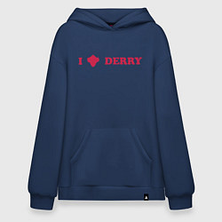 Толстовка-худи оверсайз I love Derry, цвет: тёмно-синий