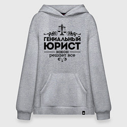 Толстовка-худи оверсайз Гениальный юрист, цвет: меланж