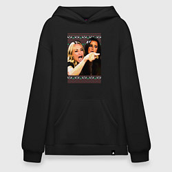 Толстовка-худи оверсайз Woman Yelling at a Cat, цвет: черный