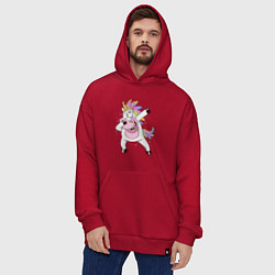 Толстовка-худи оверсайз Dabbing Unicorn, цвет: красный — фото 2