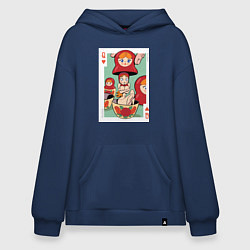 Толстовка-худи оверсайз Матрешка, цвет: тёмно-синий