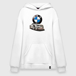Толстовка-худи оверсайз BMW оскал, цвет: белый