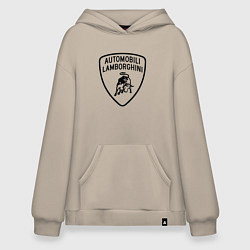 Толстовка-худи оверсайз Lamborghini Logo Dark, цвет: миндальный