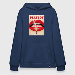 Толстовка-худи оверсайз PLAYBOY, цвет: тёмно-синий