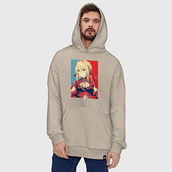 Толстовка-худи оверсайз Вайолет Эвергарден, цвет: миндальный — фото 2