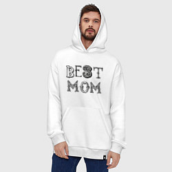 Толстовка-худи оверсайз Лучшая мама - best mom, цвет: белый — фото 2