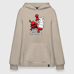 Толстовка-худи оверсайз Свинка Пигги из Roblox, цвет: миндальный