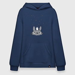 Толстовка-худи оверсайз Любопытный Тоторо и Сажа, цвет: тёмно-синий