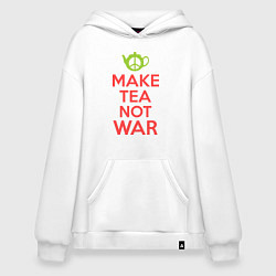 Толстовка-худи оверсайз Make tea not war, цвет: белый