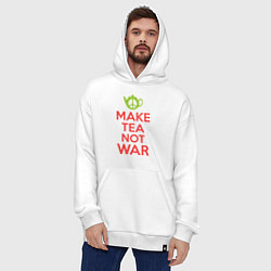 Толстовка-худи оверсайз Make tea not war, цвет: белый — фото 2